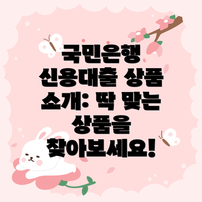 국민은행 신용대출 상품 소개: 딱 맞는 상품을 찾아보세요!
