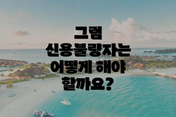 그럼 신용불량자는 어떻게 해야 할까요?