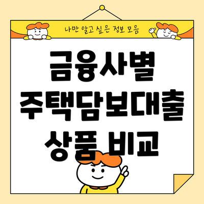 금융사별 주택담보대출 상품 비교