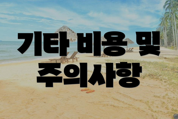기타 비용 및 주의사항