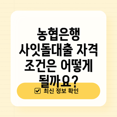 농협은행 사잇돌대출 자격 조건은 어떻게 될까요?
