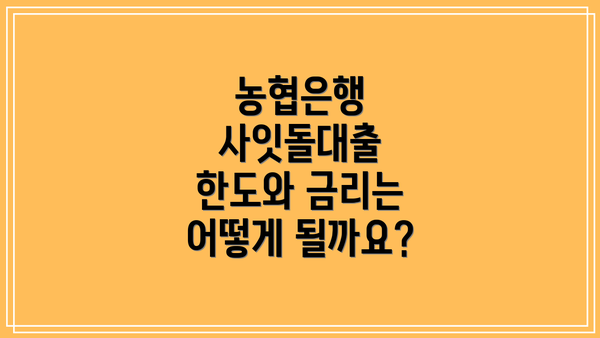 농협은행 사잇돌대출 한도와 금리는 어떻게 될까요?