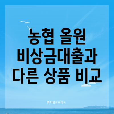 농협 올원 비상금대출과 다른 상품 비교