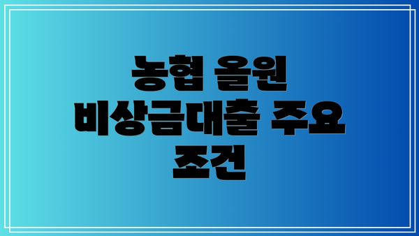 농협 올원 비상금대출 주요 조건