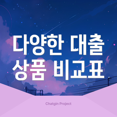다양한 대출 상품 비교표