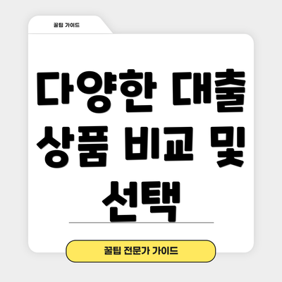 다양한 대출 상품 비교 및 선택