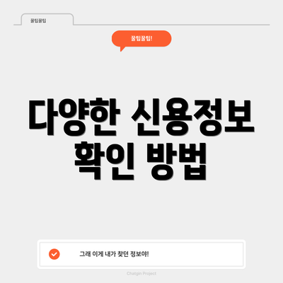 다양한 신용정보 확인 방법