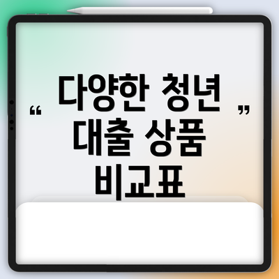 다양한 청년 대출 상품 비교표
