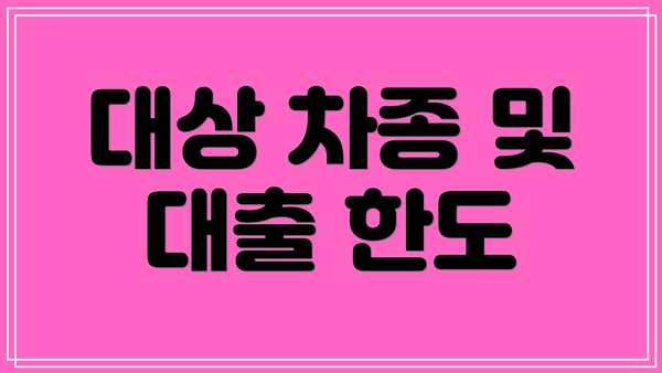 대상 차종 및 대출 한도