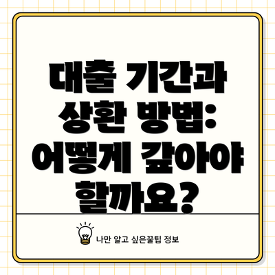 대출 기간과 상환 방법:  어떻게 갚아야 할까요?