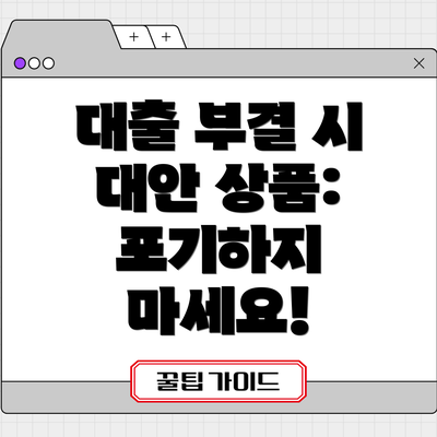 대출 부결 시 대안 상품: 포기하지 마세요!