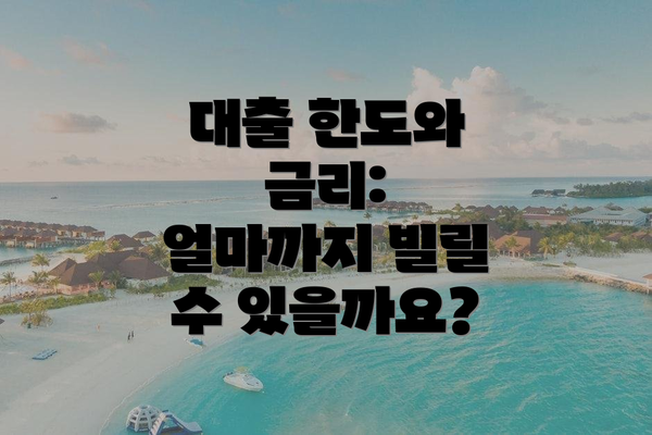대출 한도와 금리:  얼마까지 빌릴 수 있을까요?