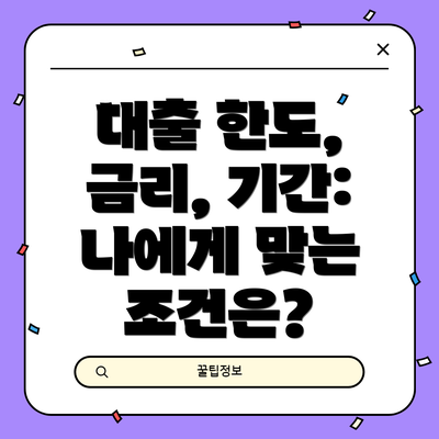 대출 한도, 금리, 기간: 나에게 맞는 조건은?