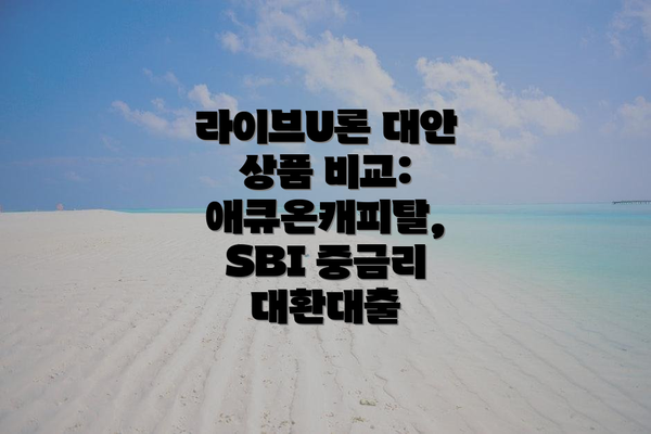 라이브U론 대안 상품 비교: 애큐온캐피탈, SBI 중금리 대환대출