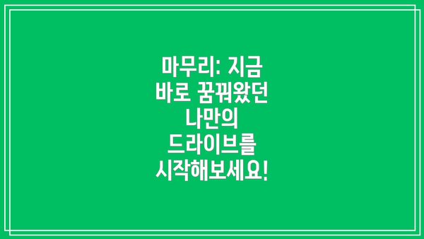 마무리: 지금 바로 꿈꿔왔던 나만의 드라이브를 시작해보세요!