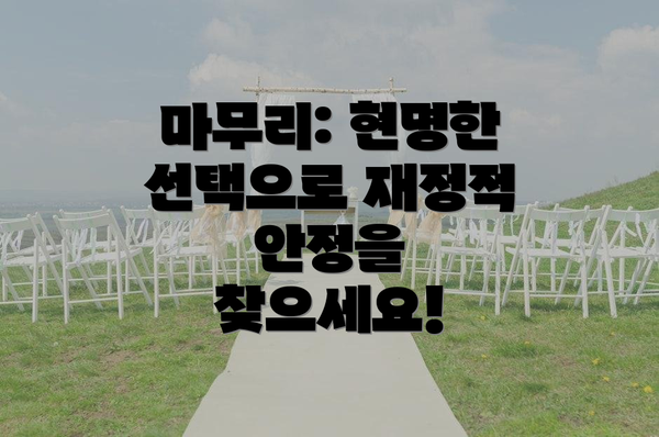 마무리: 현명한 선택으로 재정적 안정을 찾으세요!