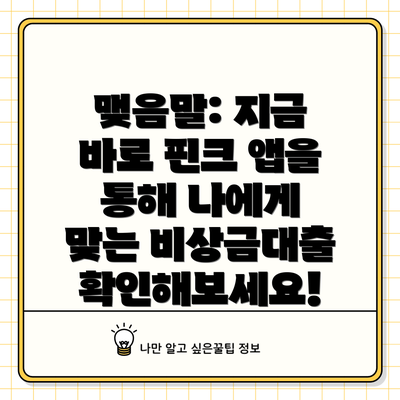 맺음말: 지금 바로 핀크 앱을 통해 나에게 맞는 비상금대출 확인해보세요!
