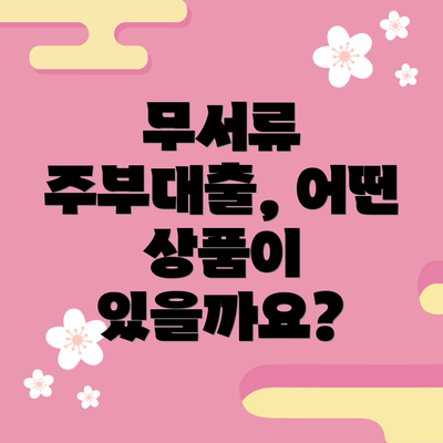 무서류 주부대출, 어떤 상품이 있을까요?