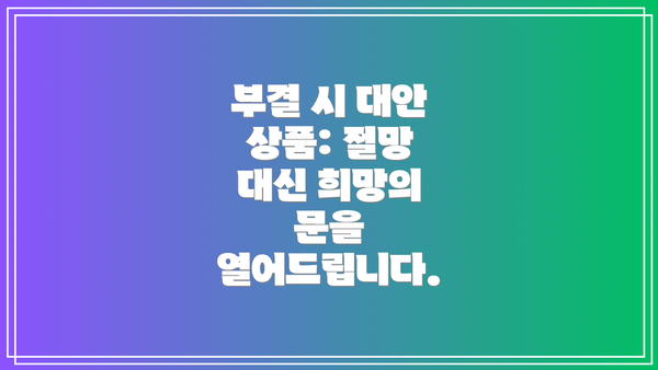 부결 시 대안 상품: 절망 대신 희망의 문을 열어드립니다.