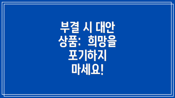 부결 시 대안 상품:  희망을 포기하지 마세요!