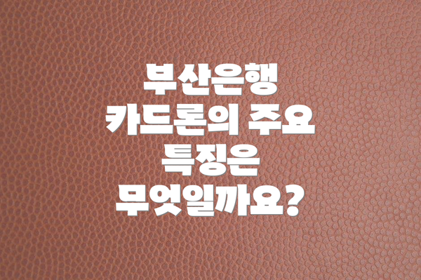 부산은행 카드론의 주요 특징은 무엇일까요?