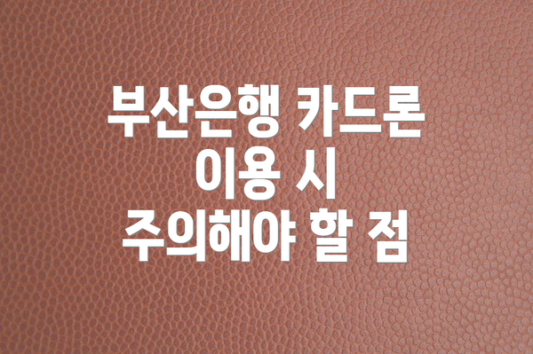 부산은행 카드론 이용 시 주의해야 할 점