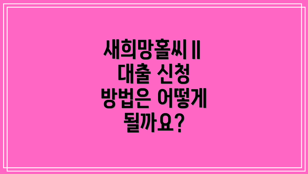 새희망홀씨Ⅱ 대출 신청 방법은 어떻게 될까요?