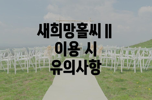 새희망홀씨Ⅱ 이용 시 유의사항