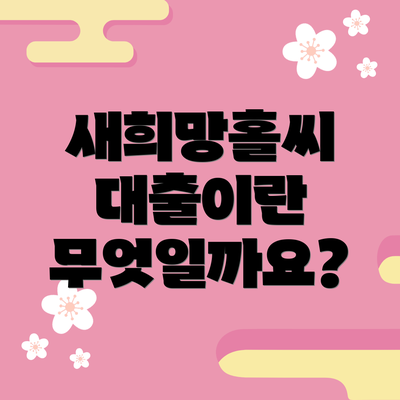 새희망홀씨 대출이란 무엇일까요?