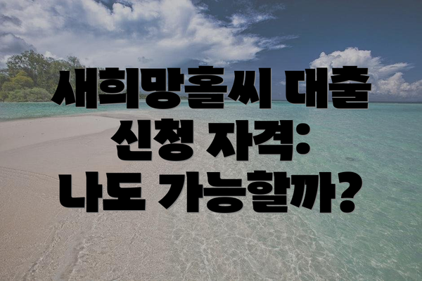 새희망홀씨 대출 신청 자격: 나도 가능할까?