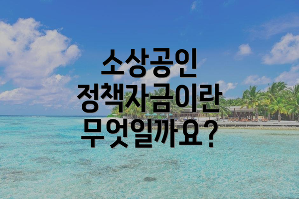 소상공인 정책자금이란 무엇일까요?
