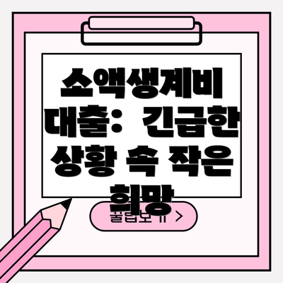 소액생계비 대출:  긴급한 상황 속 작은 희망