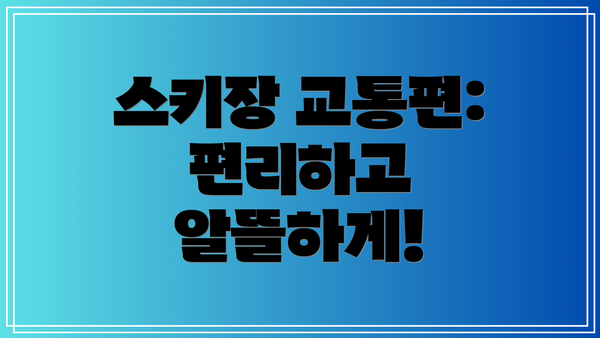 스키장 교통편: 편리하고 알뜰하게!