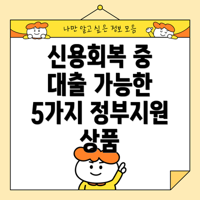 신용회복 중 대출 가능한 5가지 정부지원 상품
