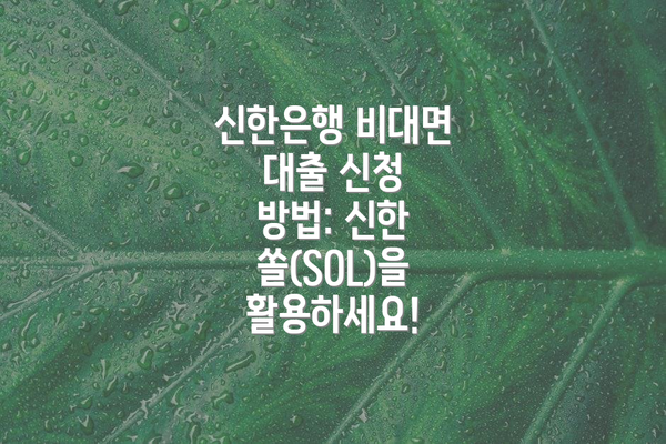 신한은행 비대면 대출 신청 방법: 신한 쏠(SOL)을 활용하세요!
