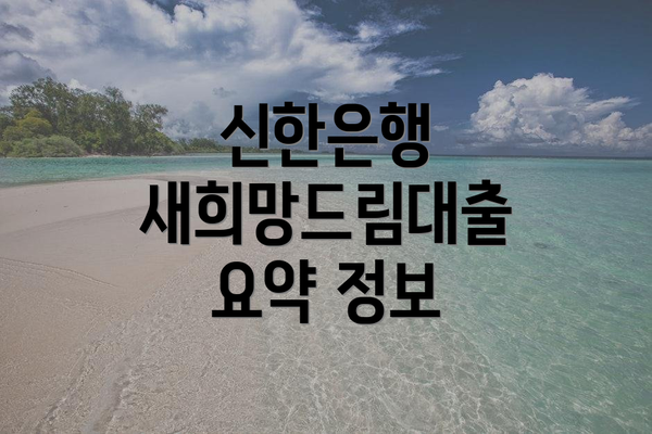 신한은행 새희망드림대출 요약 정보