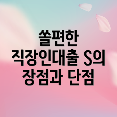 쏠편한 직장인대출 S의 장점과 단점
