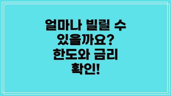 얼마나 빌릴 수 있을까요? 한도와 금리 확인!