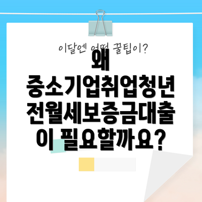 왜 중소기업취업청년 전월세보증금대출이 필요할까요?