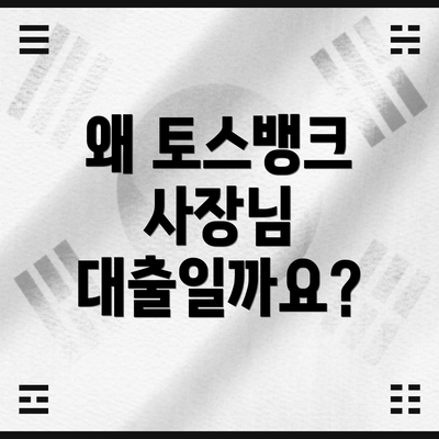 왜 토스뱅크 사장님 대출일까요?