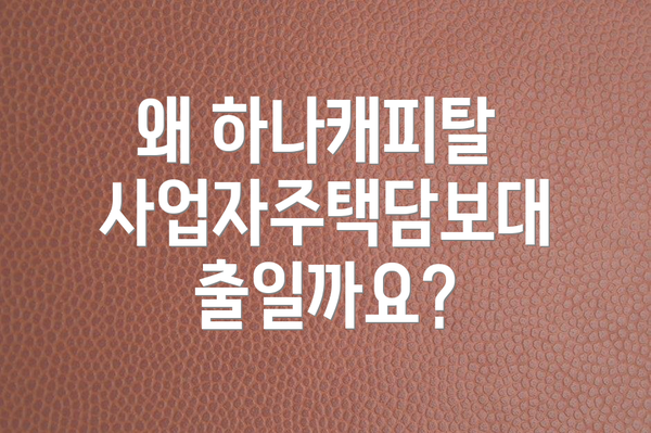 왜 하나캐피탈 사업자주택담보대출일까요?