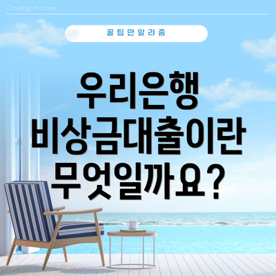 우리은행 비상금대출이란 무엇일까요?