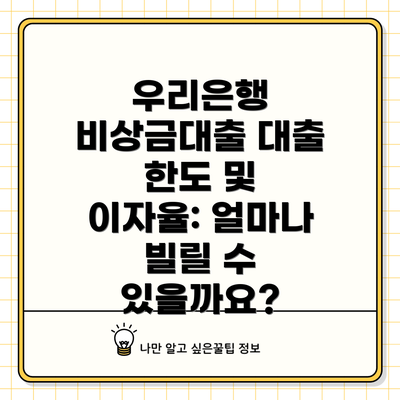 우리은행 비상금대출 대출 한도 및 이자율: 얼마나 빌릴 수 있을까요?