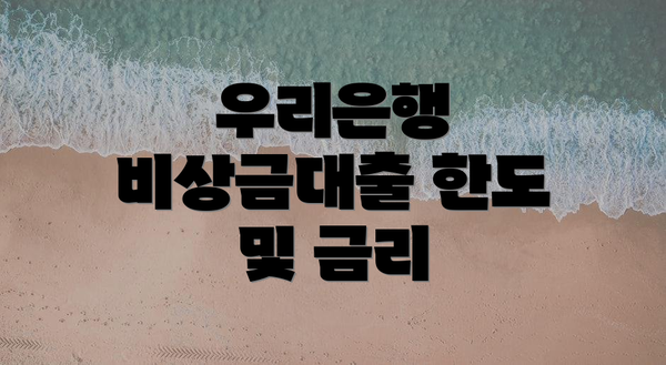 우리은행 비상금대출 한도 및 금리