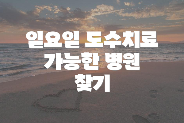 일요일 도수치료 가능한 병원 찾기