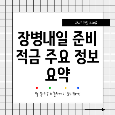 장병내일 준비 적금 주요 정보 요약