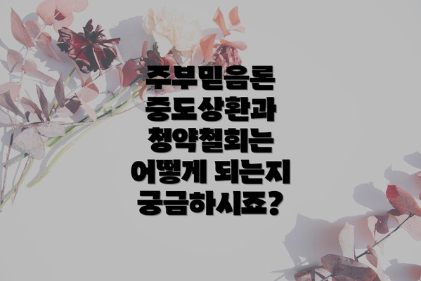 주부믿음론 중도상환과 청약철회는 어떻게 되는지 궁금하시죠?