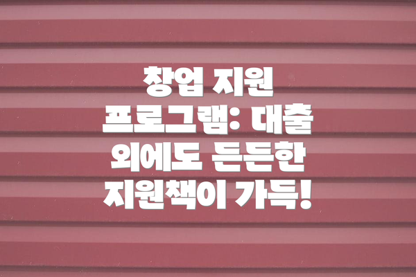 창업 지원 프로그램: 대출 외에도 든든한 지원책이 가득!
