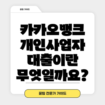카카오뱅크 개인사업자 대출이란 무엇일까요?