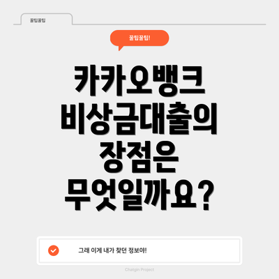 카카오뱅크 비상금대출의 장점은 무엇일까요?